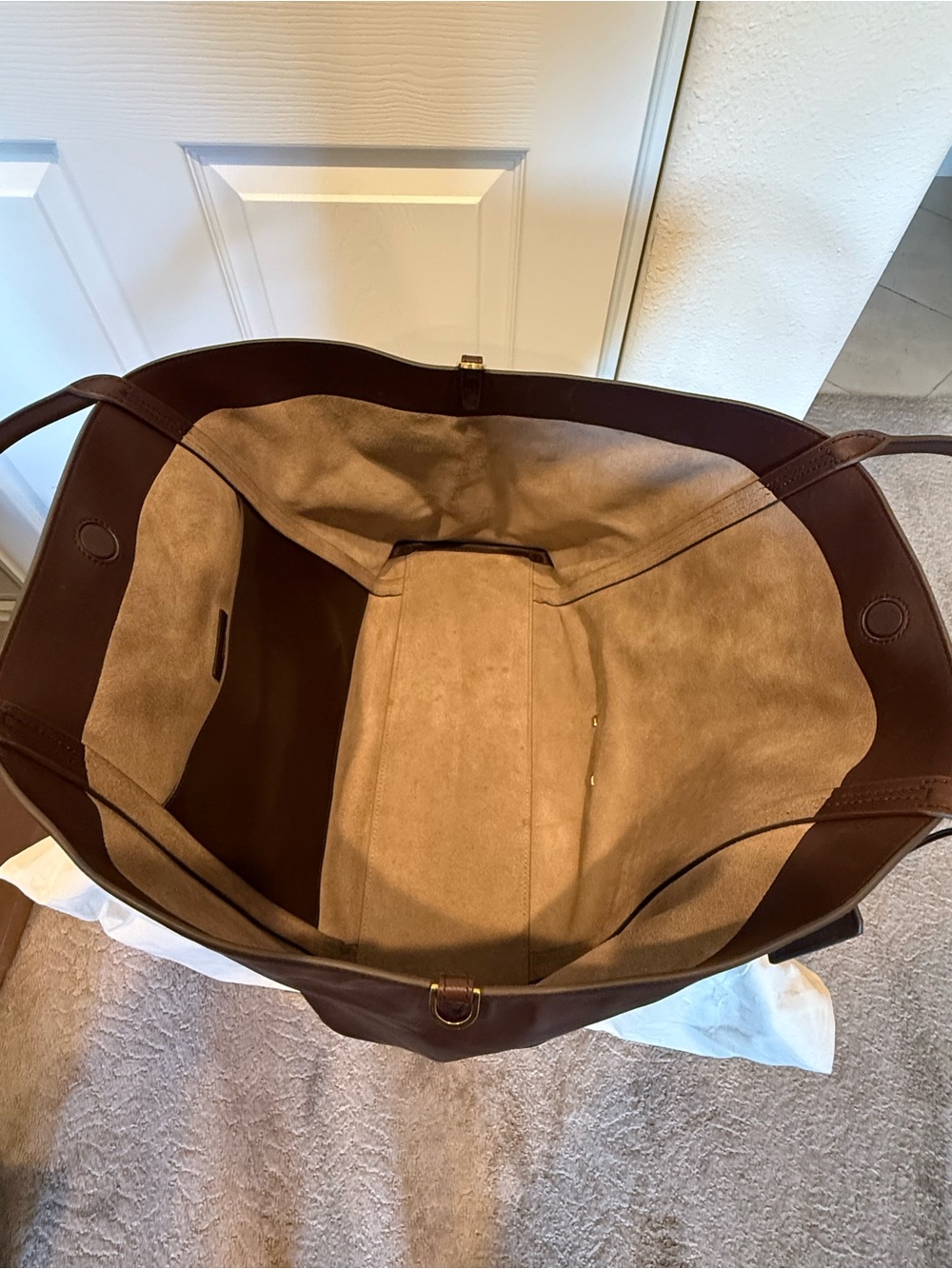 Fabrique Brera Convertible Tote Bag Large Dutch Calfskin & Suede in Mocha & Tan - Picture 10 of 16